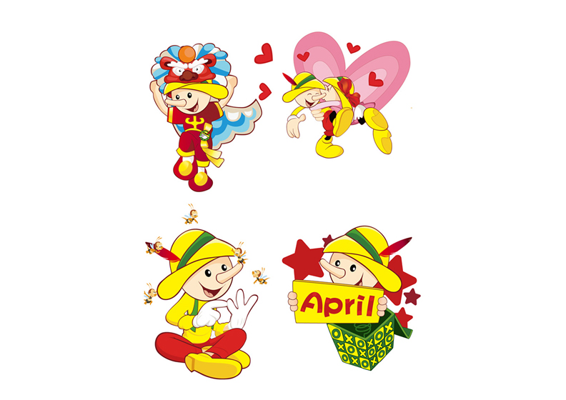 长鼻王吉祥物节日表情设计